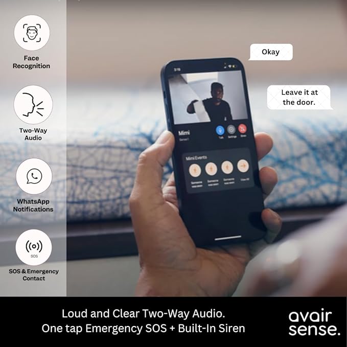 AvairSense Sense 1 3MP Smart AI WiFi CCTV Home Security Camera in-Built 5200mAh Battery Two-Way Audio Waterproof Motion, Pet, Vehicle Detection Whatsapp Alert