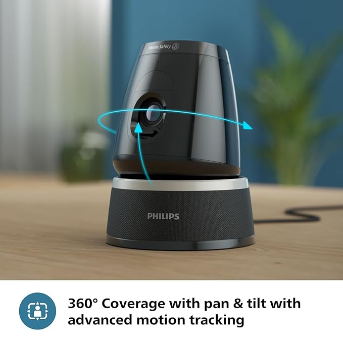 PHILIPS 5000 Series Wi-Fi 360 Degree Camera AI-Enhanced CCTV Camera for Home & Outdoor 2K(3MP) Resolution, Privacy Shutter, Pan Tilt Zoom, 2-Way Talk, DIY Installation HSP5500