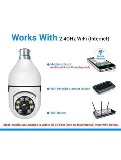 Eyetech Bulb Shape Camera Indoor HD 1080P (2MP) CCTV WiFi Camera