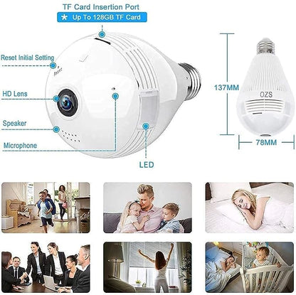 JNKC Full HD Picture Bulb Home Security Camera 1080p AI Powered Motion Detection l Infrared Light Vision (BULB CAMERA)