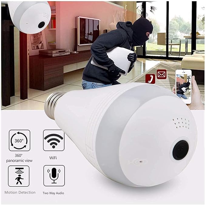 JNKC Full HD Picture Bulb Home Security Camera 1080p AI Powered Motion Detection l Infrared Light Vision (BULB CAMERA)