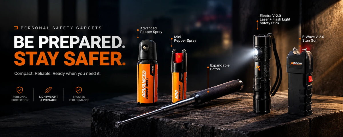 Personal safety gadgets — pepper spray, stun guns, batons and self-defense devices from Safety Gadgets
